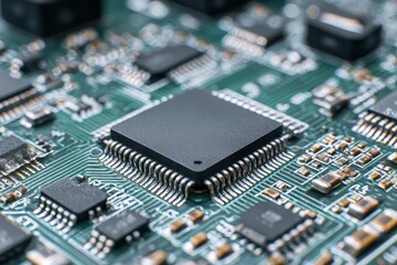 Detail of integrated circuit on printed circuit board