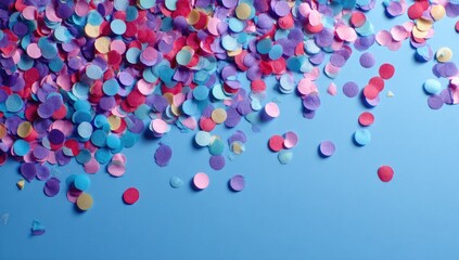 Colorful confetti scattered on a vibrant blue background (1)