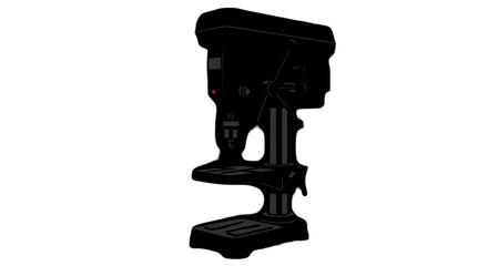 Drill Press Isolated Illustration With Silhouette On Transparent Background