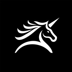 Monochrome Badge with Unicorn Illustration