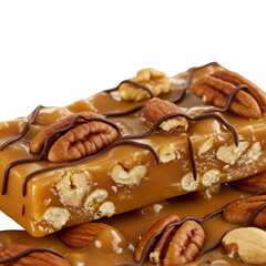 Delicious Caramel Nut Bar Photo Isolated On Transparent Background