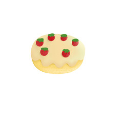 Minimal Strawberry Cake Icon on Transparent Background