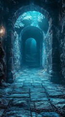 Exploring Stone Arched Passageway with Light at the End