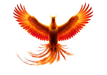 Obraz premium Fiery Phoenix Illustration With Orange Flame Wings On Black Background