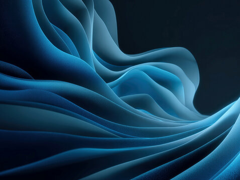 Abstract blue waves on dark background, digital art style, high resolution 3D rendering - AI-Generated - Powered by Adobe