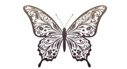 Elegant Butterfly Illustration With Decorative Floral Pattern Isolated Black Background