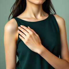 Hand Resting on Chest