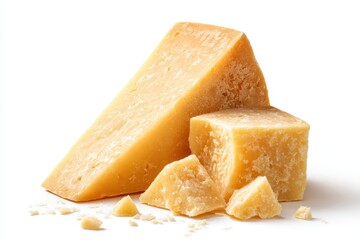 Italian hard cheese Parmesan on a white background