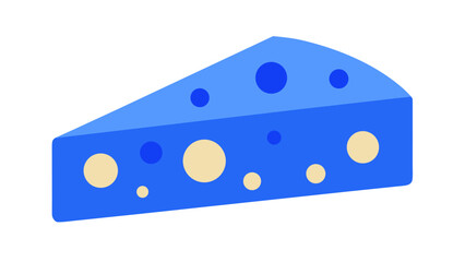 Blue Cheese Wedge with Beige and Blue Mold Spots vector