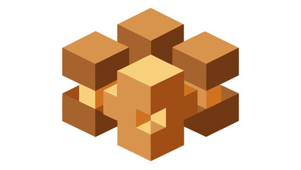 Brown and Beige Wooden Puzzle Cube Disassembled Parts