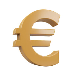 Golden 3D Illustration Of Euro Currency Symbol On Transparent Background