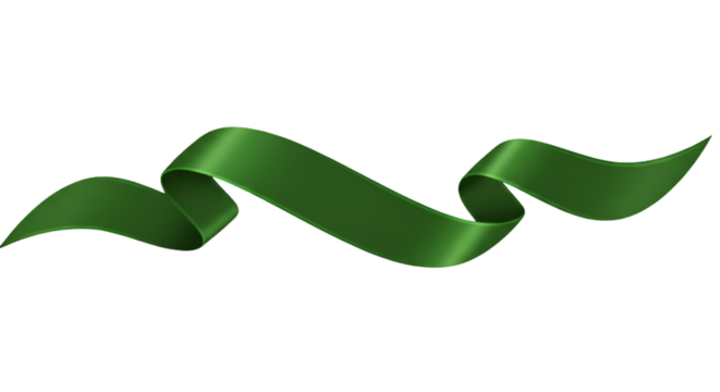Elegant Green Ribbon Illustration Isolated On Transparent Background