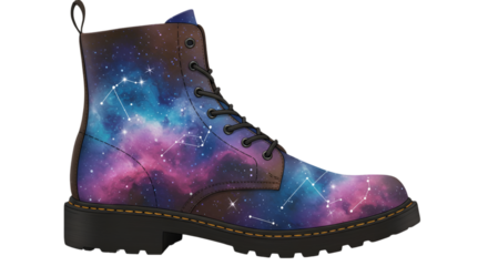 Galaxy Patterned Boot Illustration With Transparent Background