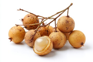 Longan separated against a white backdrop