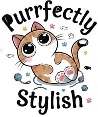 Pawsitive Vibes Only &ndash; Cute Cat Illustration with Positive Message