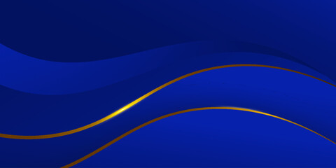 Luxury curve abstract background in blue and gold lines for corporate concept, template, poster, brochure, website, flyer design.