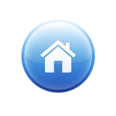 Glossy Blue Home Button Icon Isolated On Transparent Background Illustration