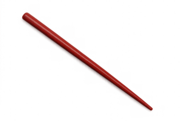 Red handle of a calligraphy pen lying diagonally on a transparent background, ideal for graphic projects