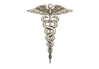 Gold Caduceus Illustration On Black Background A Medical Symbol