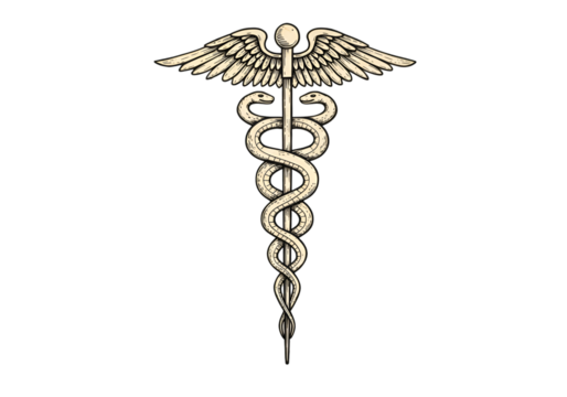 Gold Caduceus Illustration On Black Background A Medical Symbol