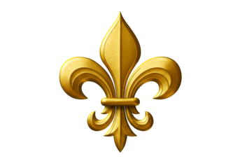 Gold Fleur De Lis Emblem Illustration Isolated on Transparent Background
