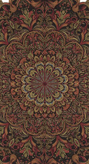Detailed Decorative Ornament Pattern On Dark Isolated Background Illustration