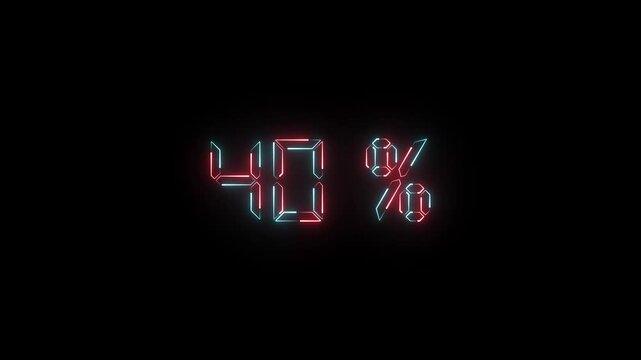 A neon text icon glows at 40% brightness, smoothly pulsing with a soft flicker. Its subtle radiance creates a modern, futuristic feel in continuous animation.
