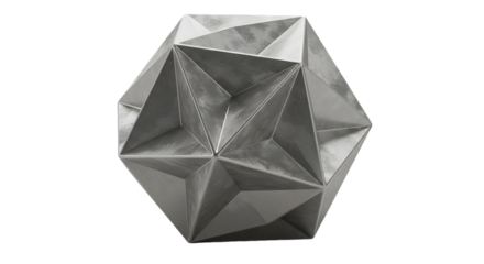 Geometric Metallic Crystal 3D Illustration Isolated on Transparent Background