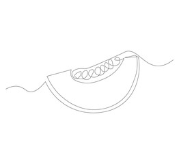 One line drawing of healthy organic melon sliced ​​for garden logo identity.white background, Modern continuous line drawing design graphic vector illustration