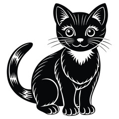 Obraz premium Black and white vector cat.