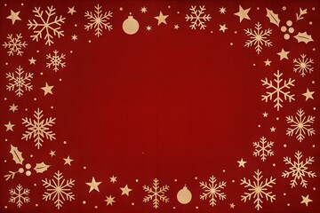 Red Christmas background with snowflakes