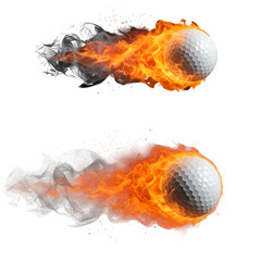 Golf Ball Fiery Illustration Isolated On Transparent Background