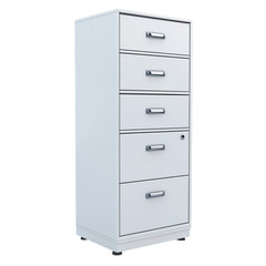 White Vertical Filing Cabinet with Five Drawers