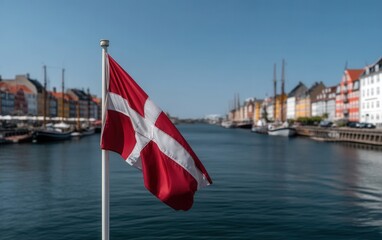 Danish colors dance softly over Copenhagen harbor, historic buildings reflecting in gentle waters