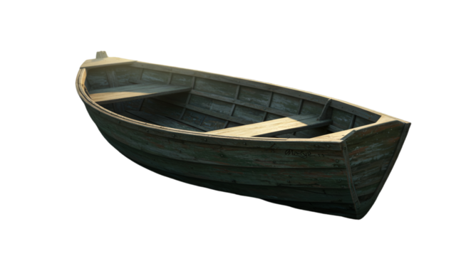 Detailed Wooden Boat Illustration On Transparent Background