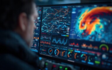 Into the eye of the storm a diligent forecaster meticulously tracks severe weather conditions with advanced technology