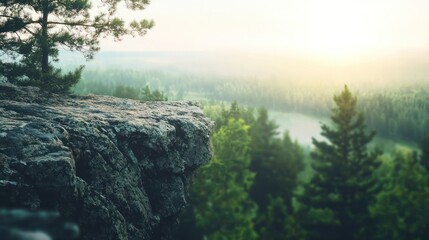 Rocky overlook misty valley