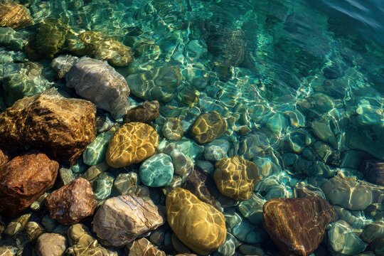 Picture of underwater stones and sea in Greece
