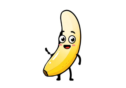Happy Cartoon Banana Illustration Isolated On Transparent Background