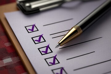 Completing Tasks with Precision checklist showing progress and a pen for new assignments