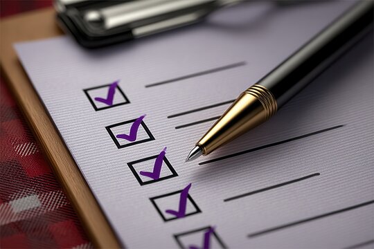 Completing Tasks with Precision checklist showing progress and a pen for new assignments