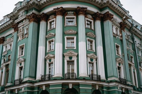Renovated vintage multi level structure featuring green antique columns