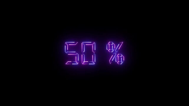 A neon text icon shines at 50% brightness, with a steady glow and subtle flicker. Its balanced illumination gives a clean, modern look with minimal distraction.
