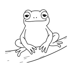Funny frog cartoon characters vector illustration. frog outline.  Frog line art vector file