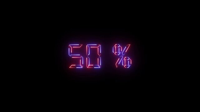A neon text icon shines at 50% brightness, with a steady glow and subtle flicker. Its balanced illumination gives a clean, modern look with minimal distraction.
