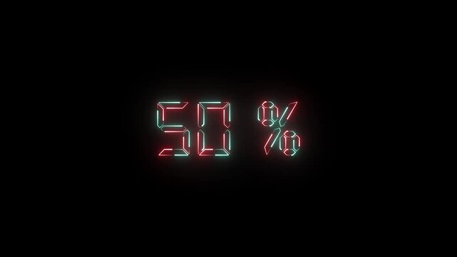 A neon text icon shines at 50% brightness, with a steady glow and subtle flicker. Its balanced illumination gives a clean, modern look with minimal distraction.

