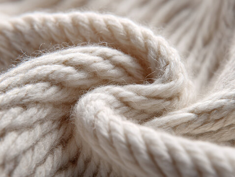 Close-up image of white cashmere yarn texture, highlighting its softness and concentric loops Taken from a slightly tilted angle with even lighting - AI-Generated
