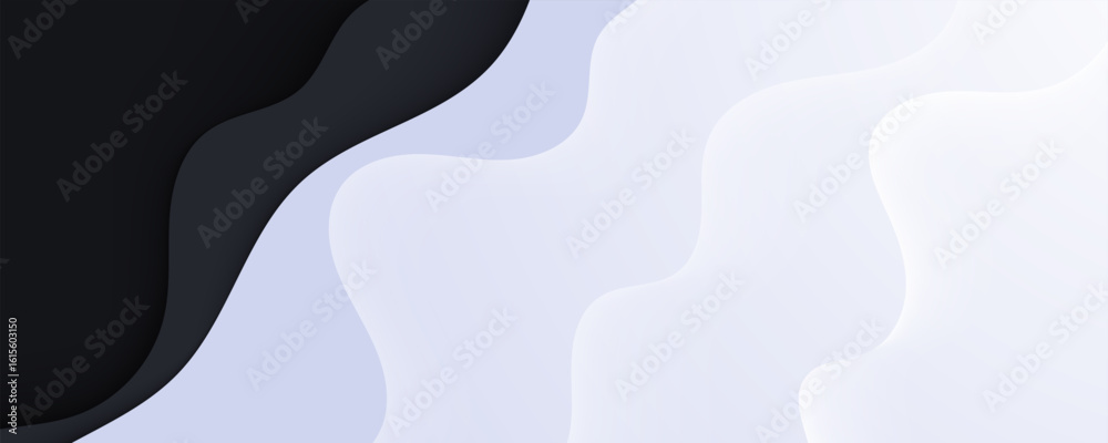 Poster abstract black wave background with curled paper design elements