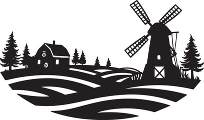 Obraz premium Rustic Windmill Silhouettes Bundle