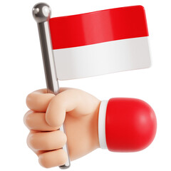 Hand Holding Indonesian Flag 3D Ilustration
